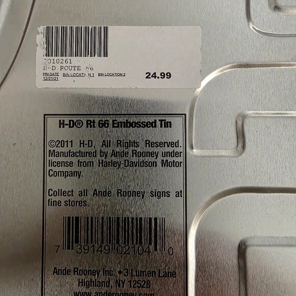 Genuine Harley Davidson Route 66 Wall Sign - Picture 3 of 5